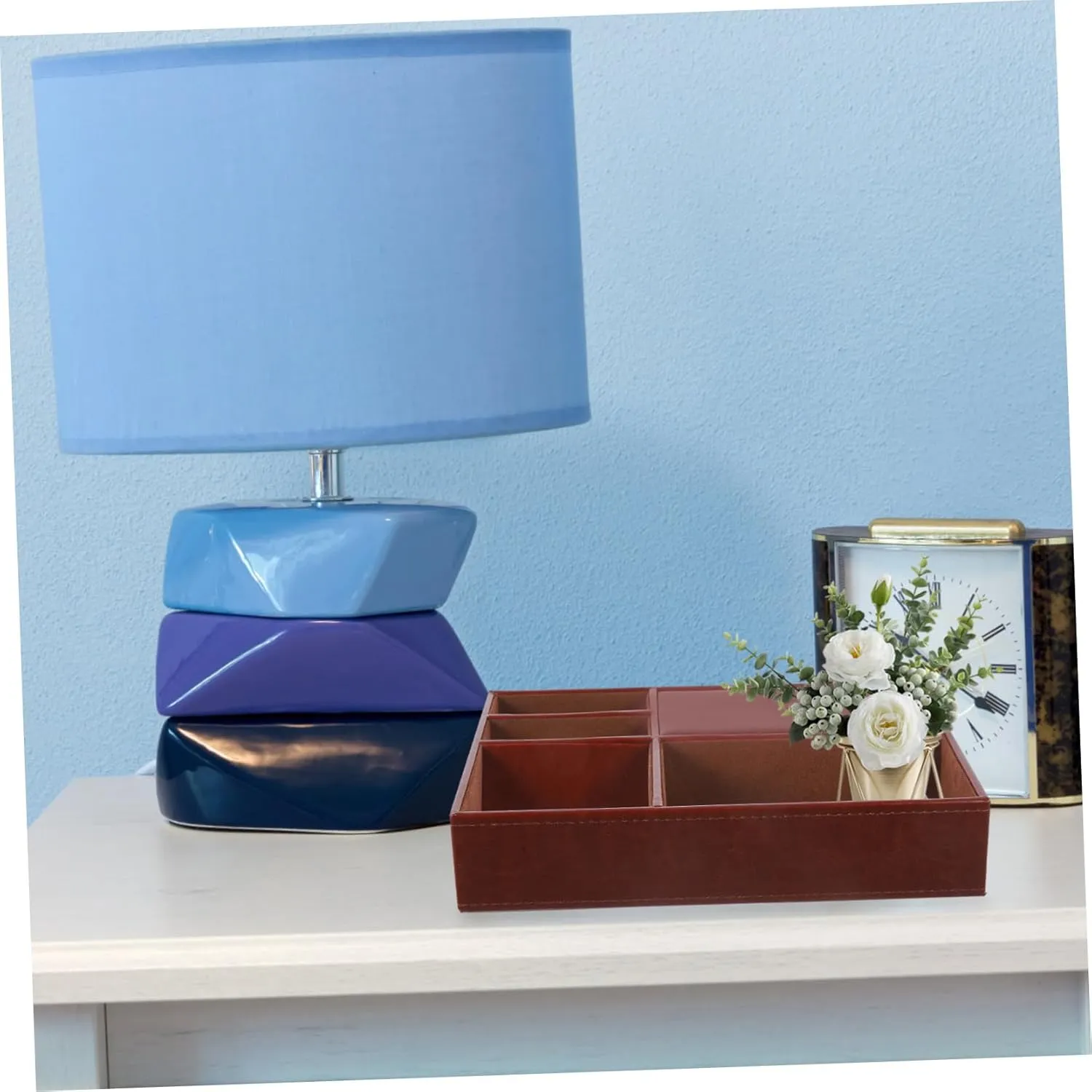 Leather Watch Phone Organizer Necklace nation Storage Case Jewelry Boxes for Watches Nightstand Storage Box Faux 