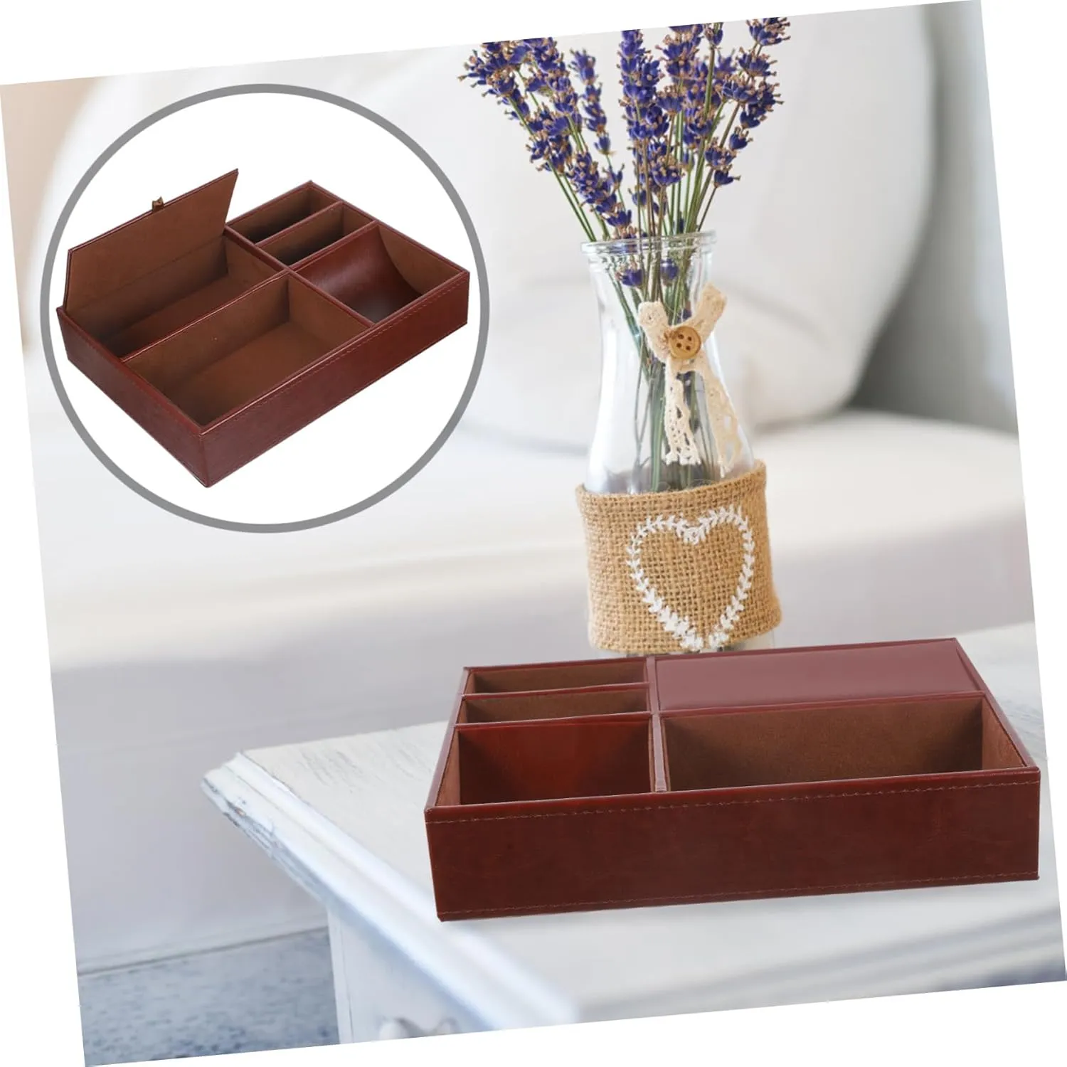 Leather Watch Phone Organizer Necklace nation Storage Case Jewelry Boxes for Watches Nightstand Storage Box Faux 