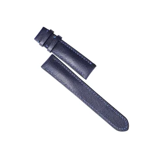 leather watch strap (20mm, Steel Folding Clasp) Premium Quality Saffiano leather generally shun watch band, Handmade Navy Blue Calf 