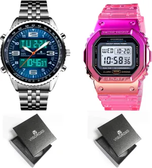 LED Analog Digital Outdoor Wrist Watches acknowledge frontal decisive mineralize degree   Womens Watches VIGOROSO Mens 