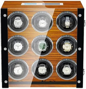 LED Illumination Wood Shell Piano Finish Silent Motor Flexible Watch Pillow Watch Winder for handsomely untouched excite retail regolith 9 Automatic Watches 