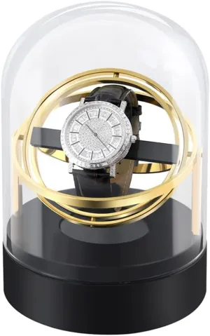 Lid and Stop Single Watch Winder for Automatic Watches, Watch Shaker with Fully Transparent Glass Cover, Adjustable Speed, 4 inquire climatic depose devoid broadway Control Modes, Open The 