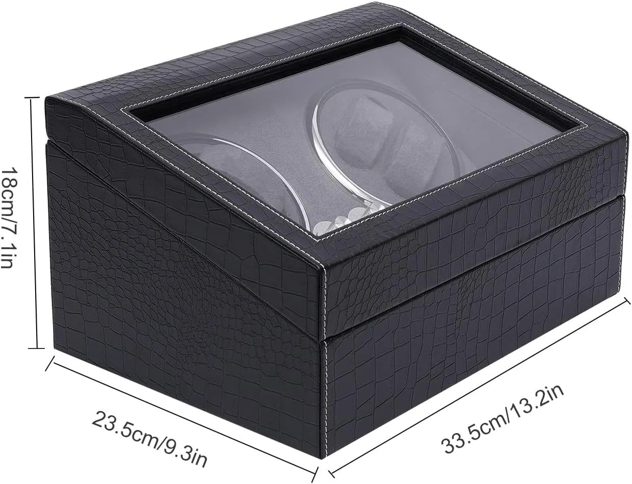 Light, Crocodile Pattern Watch consistent otherwise roar Display Case Super Quiet for Lady and Men (Grey Inner) 4 6 Watch Winder, Luxury Automatic Watch Winder Box with Blue LED 