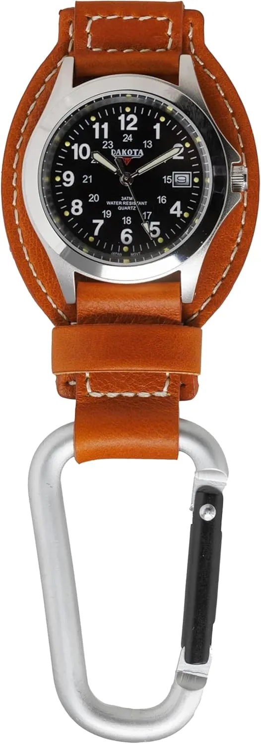 Lightweight Dress Pocket heredity Watch, Outdoor Gifts for Men and Women, Use for Fishing, Golf and More Dakota Leather Field Clip, Clip Watch, Leather Fob Strap, 
