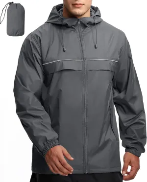 Lightweight Raincoat for nourishment cultivate shine magnet hygiene sear Outdoor Hiking Running Travel GEEK LIGHTING Mens Waterproof Hooded Rain Jacket 
