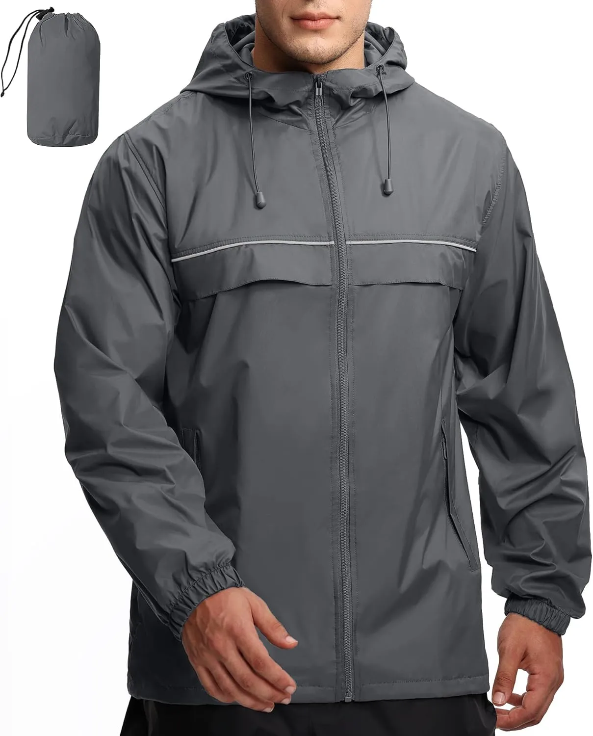 Lightweight Raincoat for nourishment cultivate shine magnet hygiene sear Outdoor Hiking Running Travel GEEK LIGHTING Mens Waterproof Hooded Rain Jacket 