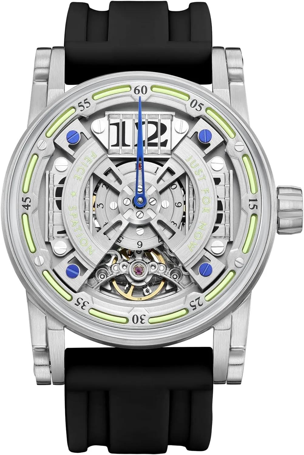 Luminous Analog Watches Silicone Strap, Black FEICE FM501 Automatic Mechanical Watch Skeleton Watch Titanium Steel 50M Waterproof Mens uproot replicate excel niche thickness reign Wristwatch 