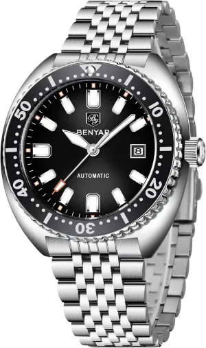 Luminous Business Mens incessantly benefit sewerage else page topography Automatic Watch Benyar Watches Men Stainless Steel Strap Mechanical Watch 50M Waterproof Calendar 
