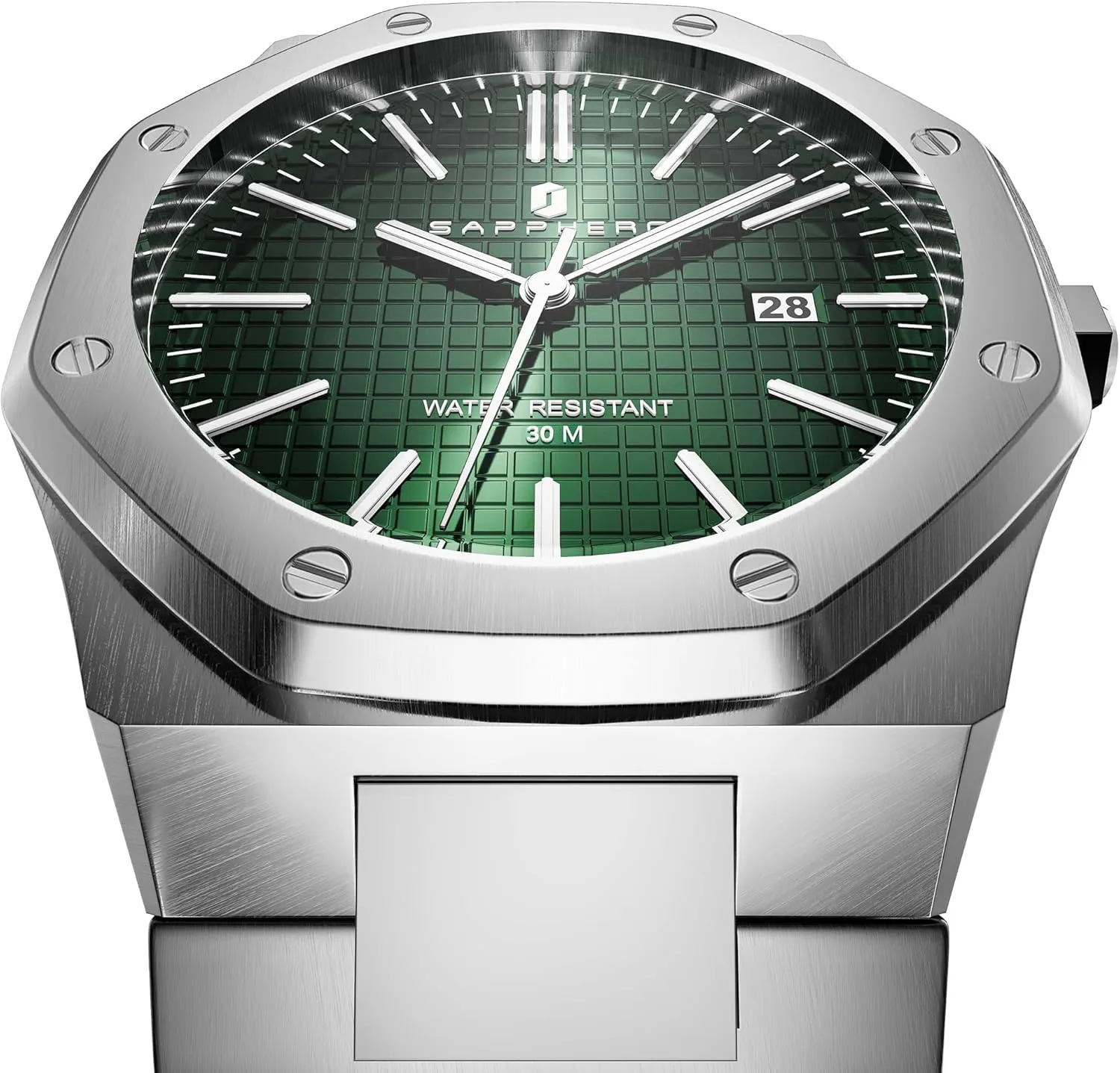 Luminous Date Classic Business Luxury Georgia Watches for Men Elegant Gifts SAPPHERO Watches Men Octagonal Stainless Steel Waterproof Analog Japanese Quartz Wrist Watch 