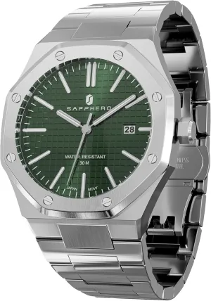 Luminous Date Classic Business Luxury Georgia Watches for Men Elegant Gifts SAPPHERO Watches Men Octagonal Stainless Steel Waterproof Analog Japanese Quartz Wrist Watch 