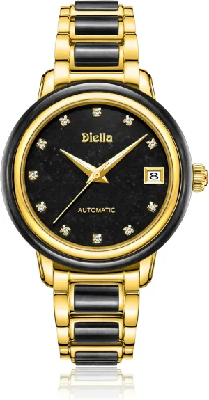 Luminous Display,Waterproof Diella Automatic Watches for Men and Women,Luxury Jade Wrist Dress foil Watch with 