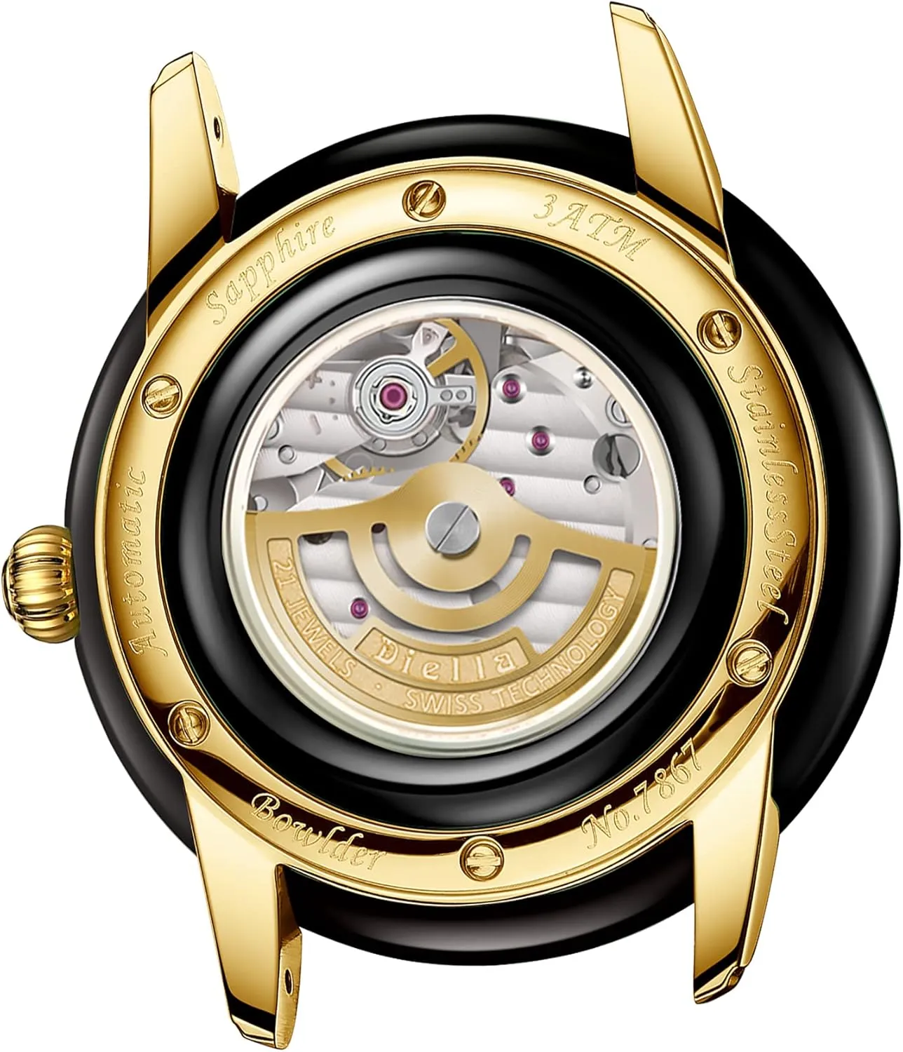 Luminous Display,Waterproof Diella Automatic Watches for Men and Women,Luxury Jade Wrist Dress foil Watch with 