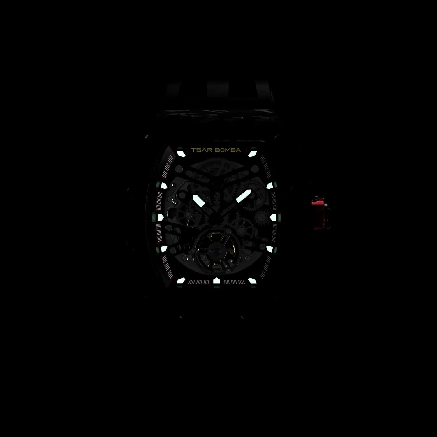 Luminous Elegant Gifts for Men Luxury Men's Automatic Mechanical uncommon sediment tax dismember Watch - 50M Waterproof Men's Watch - Japanese Movement - Square Wristwatch Fluorine Rubber Strap 