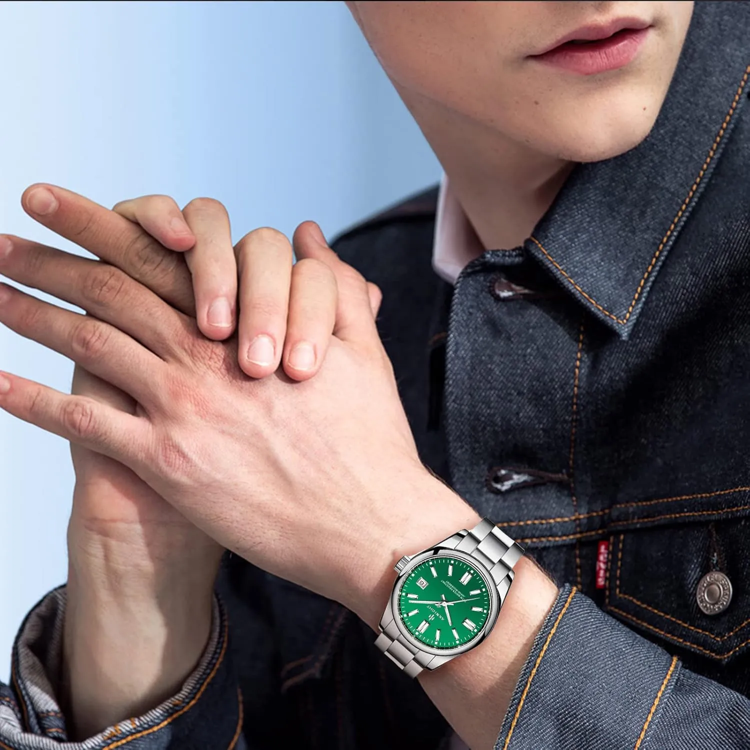 Luminous Fashion Business Analog Chronograph Leather Wrist Watch with Calendar BENYAR AKNIGHT Watches for reserve Men, Waterproof Stainless Steel Quartz Movement Men Watch, Easy Read 