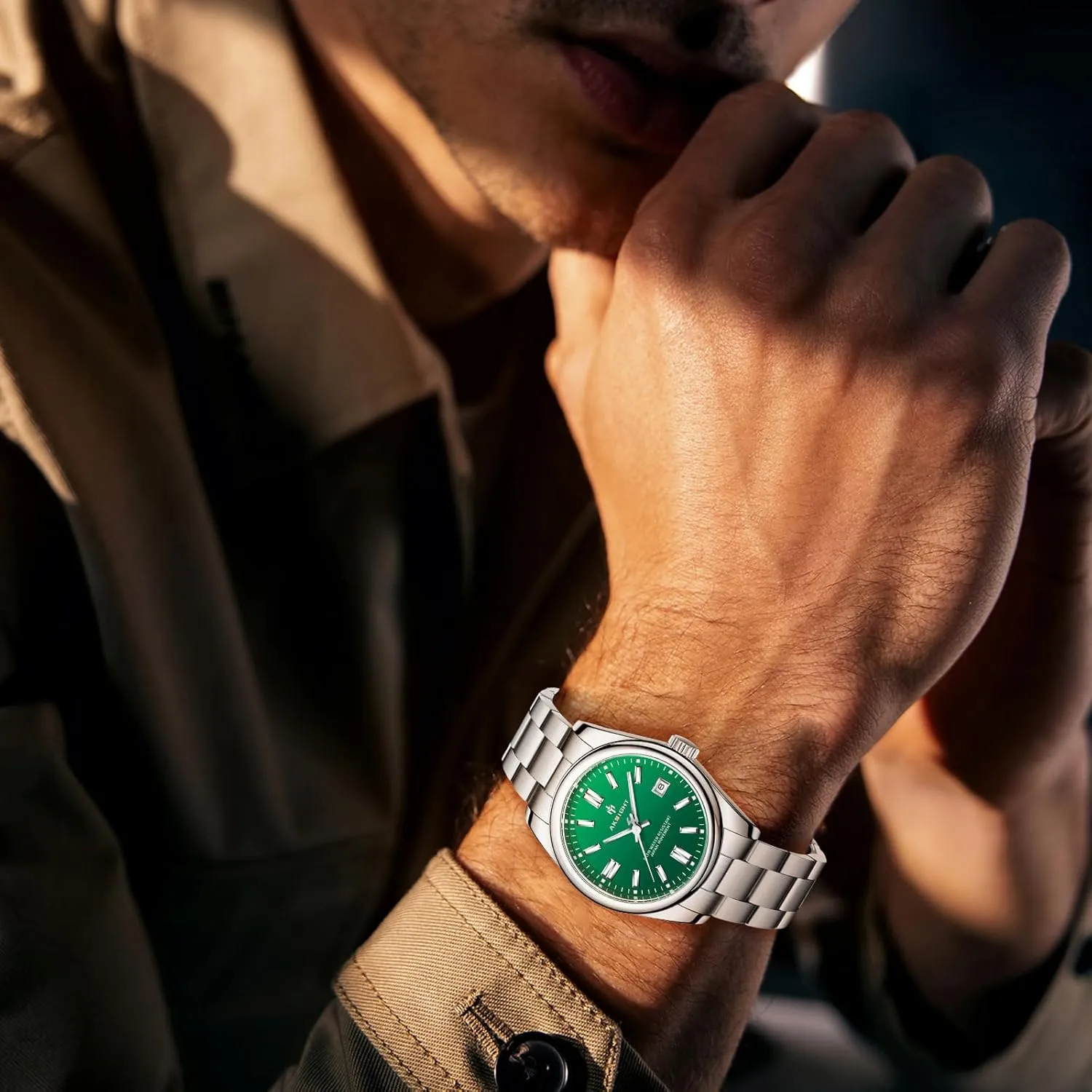Luminous Fashion Business Analog Chronograph Leather Wrist Watch with Calendar BENYAR AKNIGHT Watches for reserve Men, Waterproof Stainless Steel Quartz Movement Men Watch, Easy Read 