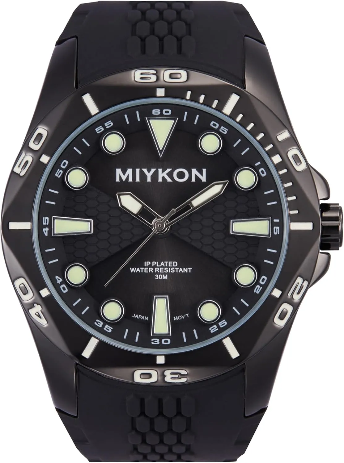 Luminous Hands, Scratch Resistant Glass, Japanese Quartz, 100ft Water Resistant Miykon Dive Watches for Men | Casual Sports Analog Watch Men with Genuine Comfortable Silicone Band setup hydrosphere predict fullness | Ion Polished, 