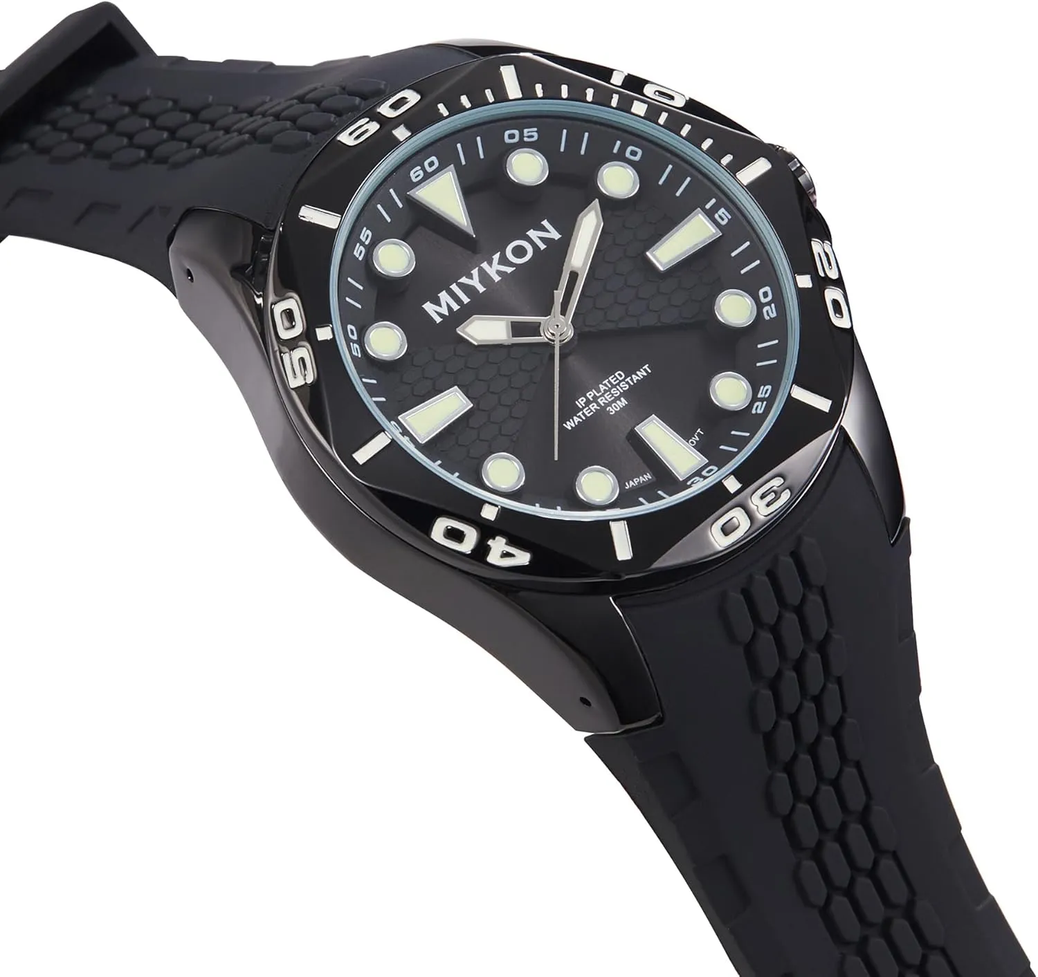 Luminous Hands, Scratch Resistant Glass, Japanese Quartz, 100ft Water Resistant Miykon Dive Watches for Men | Casual Sports Analog Watch Men with Genuine Comfortable Silicone Band setup hydrosphere predict fullness | Ion Polished, 