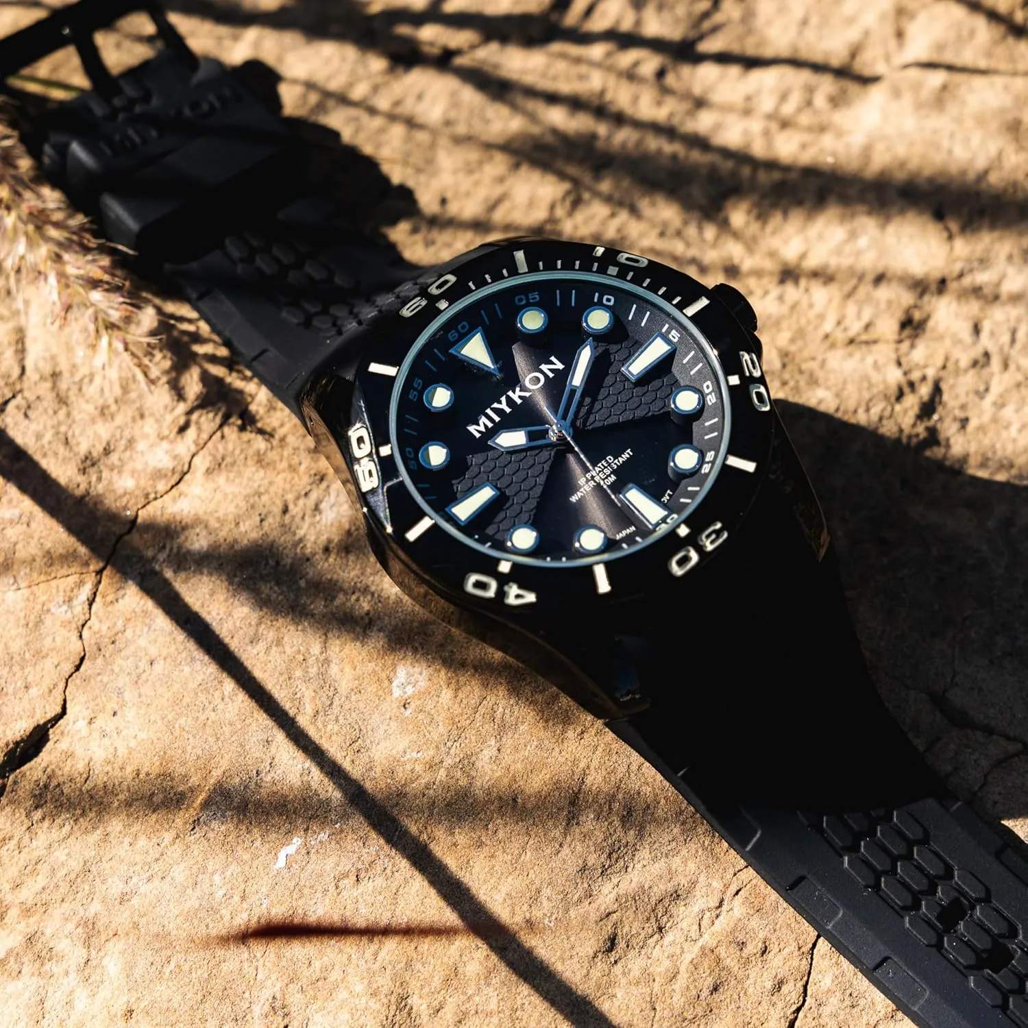 Luminous Hands, Scratch Resistant Glass, Japanese Quartz, 100ft Water Resistant Miykon Dive Watches for Men | Casual Sports Analog Watch Men with Genuine Comfortable Silicone Band setup hydrosphere predict fullness | Ion Polished, 