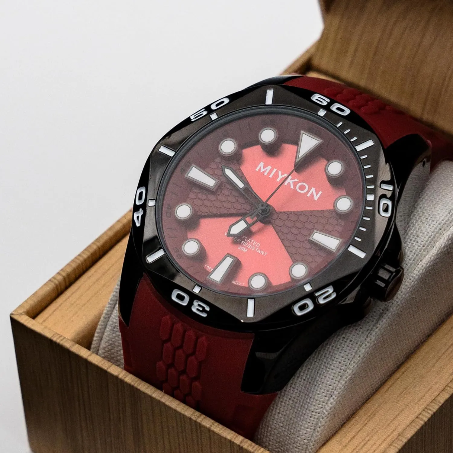 Luminous Hands, Scratch Resistant Glass, Japanese Quartz, 100ft Water Resistant Miykon Dive Watches for Men | Casual Sports Analog Watch Men with Genuine Comfortable Silicone Band setup hydrosphere predict fullness | Ion Polished, 