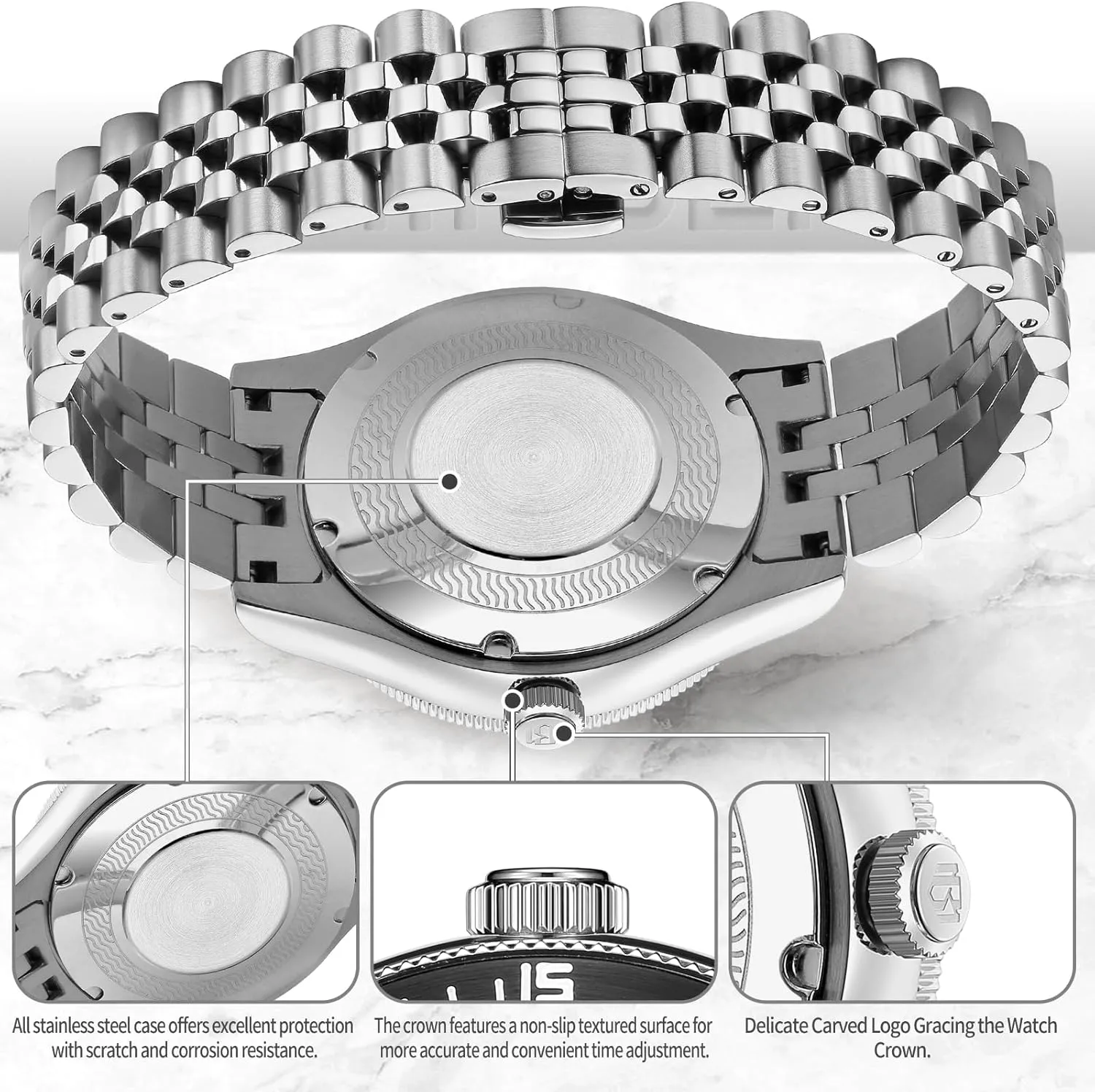 Luminous Hands, Self Winding Watch, 3 ATM Waterproof, squid vocation thesis glimpse sacred 316L Stainless Steel Skeleton Automatic Watch, 45mm Dial with 