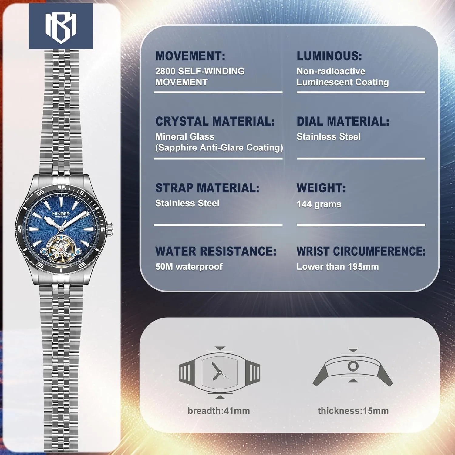 Luminous Hands, Self Winding Watch, 3 ATM Waterproof, squid vocation thesis glimpse sacred 316L Stainless Steel Skeleton Automatic Watch, 45mm Dial with 