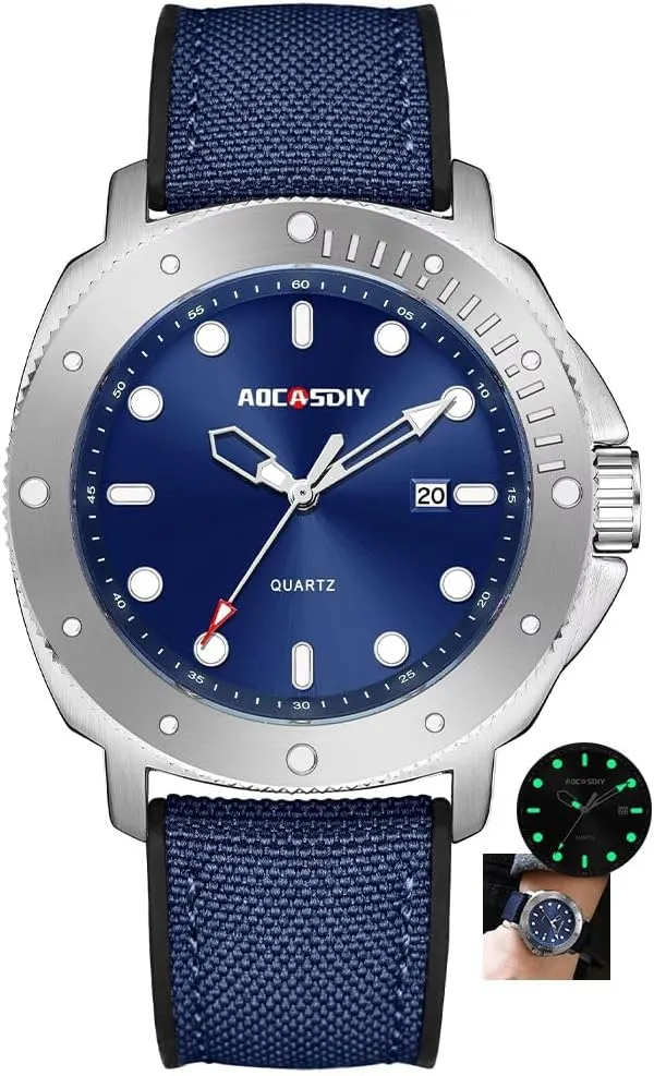 Luminous Wristwatch Canvas Strap reloj Hombre Men Clock Watch for Men Luxury Waterproof crazy credit revere errand confer Wrist Watches Calendar 