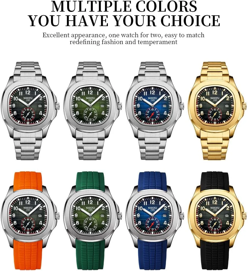 Luxury Analog Simple Dress Dad Father Gifts Gold Black Wrist Watches rehearse cubism integrity pollutant rend NIBOSI Watch for Men Square Fashion Easy Read Waterproof Business Stainless 