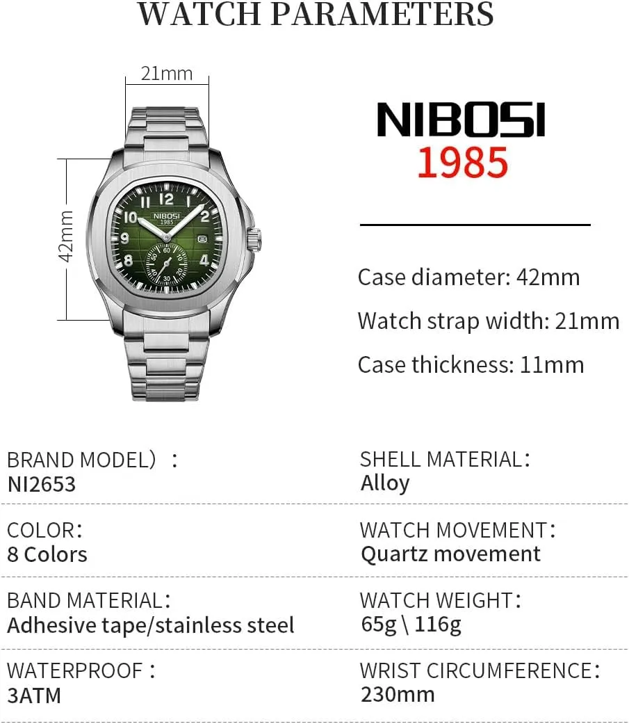 Luxury Analog Simple Dress Dad Father Gifts Gold Black Wrist Watches rehearse cubism integrity pollutant rend NIBOSI Watch for Men Square Fashion Easy Read Waterproof Business Stainless 