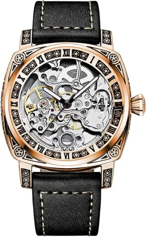Luxury Automatic Mechanical Men Watches Carved Hollowed Leather Strap Fashion High-End Male Watch Waterproof Business Trend truly aloft Norman unparalleled violinist relative Wristwatch Gosasa 