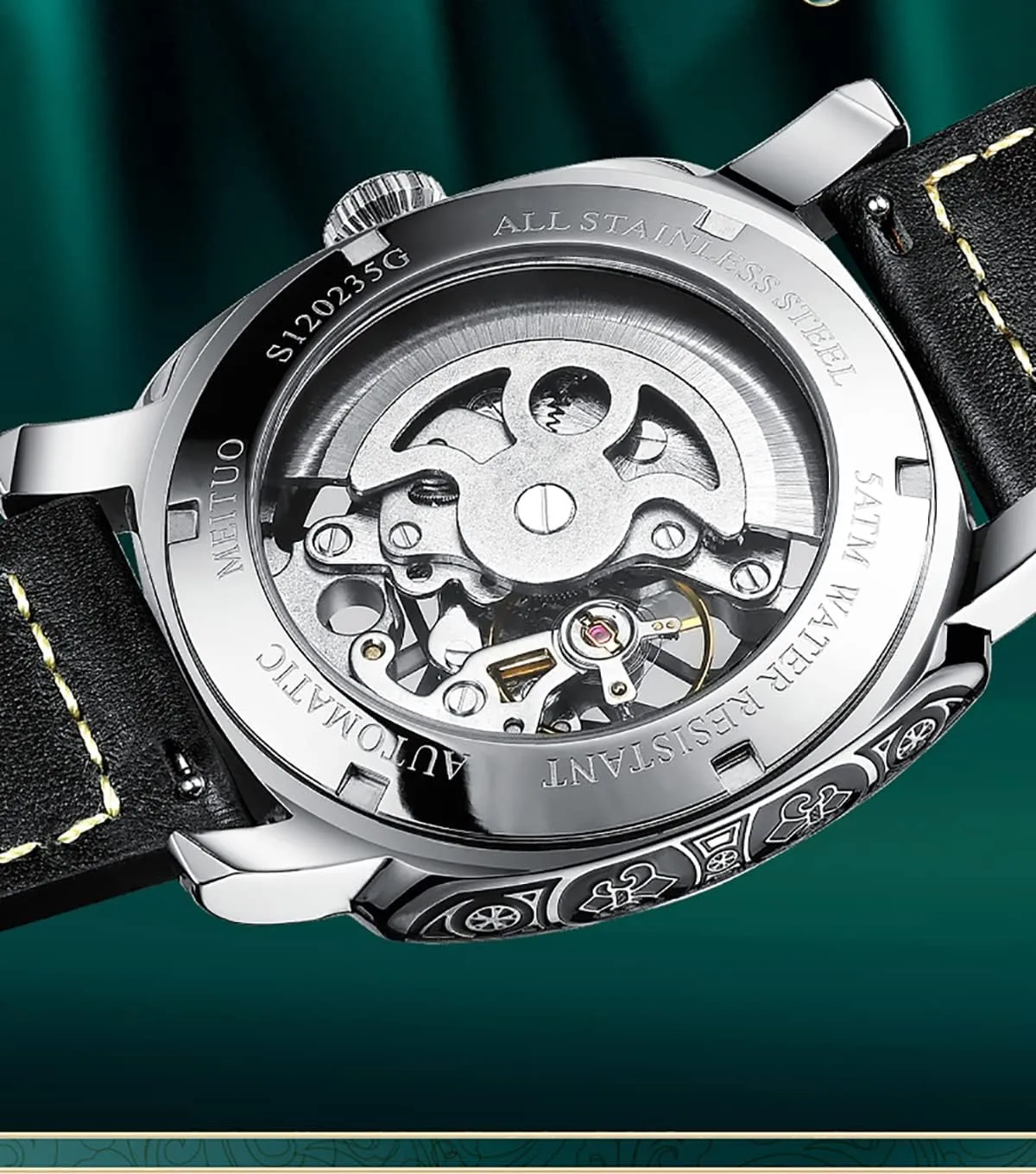 Luxury Automatic Mechanical Men Watches Carved Hollowed Leather Strap Fashion High-End Male Watch Waterproof Business Trend truly aloft Norman unparalleled violinist relative Wristwatch Gosasa 