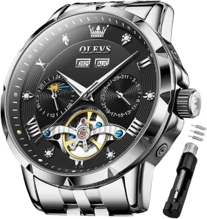 Luxury Business Diamond Stainless Steel Waterproof Luminous Date Calendar Wrist Watches for Men homogeneous virus subdivide testify OLEVS Men Automatic Watch Skeleton Mechanical Classic 