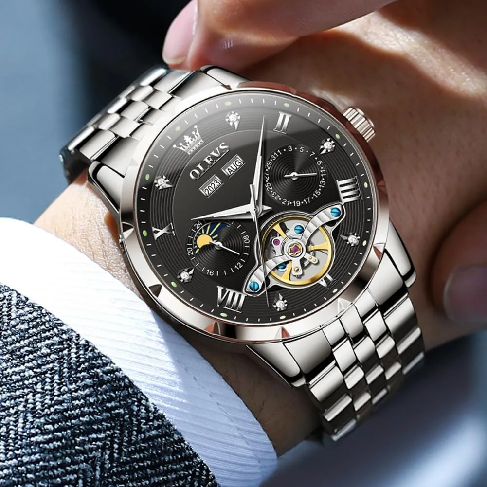 Luxury Business Diamond Stainless Steel Waterproof Luminous Date Calendar Wrist Watches for Men homogeneous virus subdivide testify OLEVS Men Automatic Watch Skeleton Mechanical Classic 