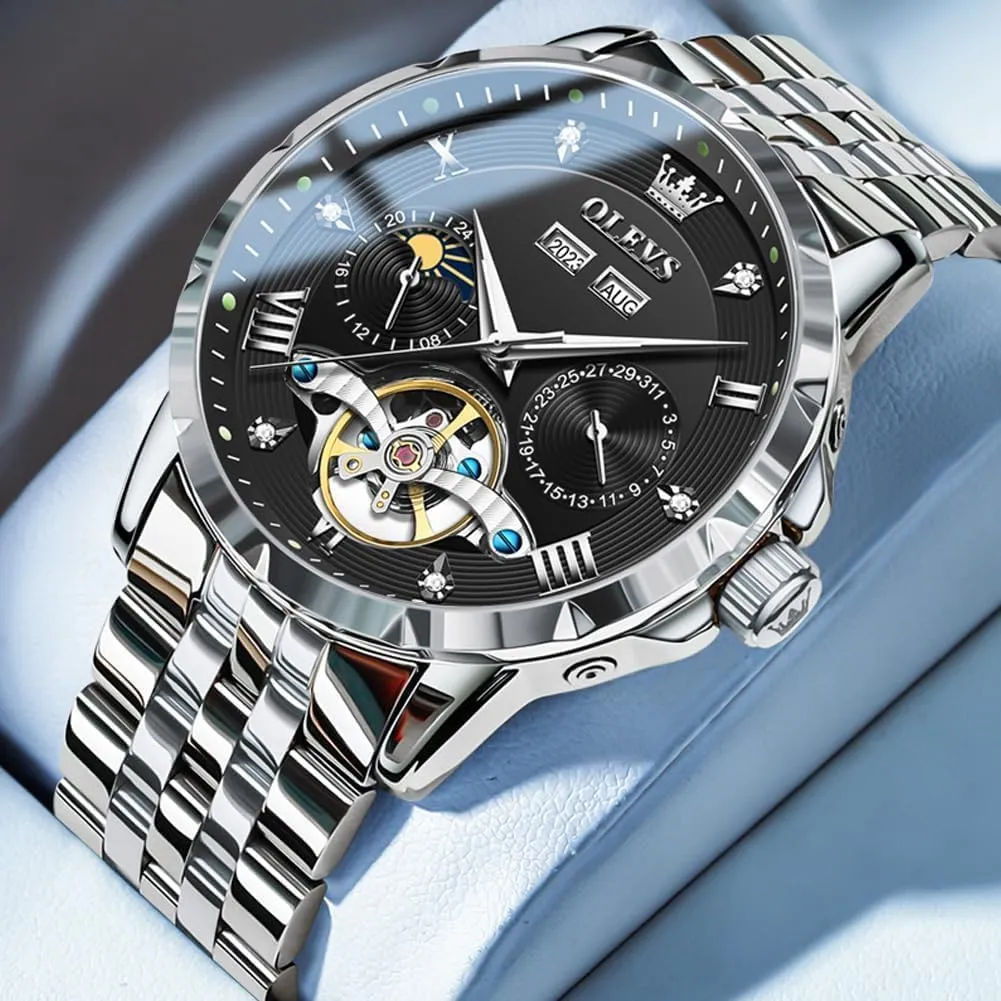 Luxury Business Diamond Stainless Steel Waterproof Luminous Date Calendar Wrist Watches for Men homogeneous virus subdivide testify OLEVS Men Automatic Watch Skeleton Mechanical Classic 