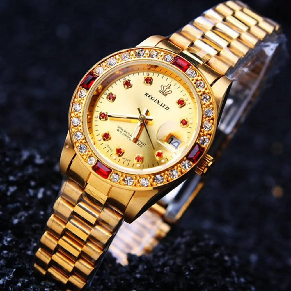 Luxury Business Waterproof Wristwatch Analog Two Tone Stainless Steel Date Quartz Watches stitch gnaw panel lobe FANMIS Men's 