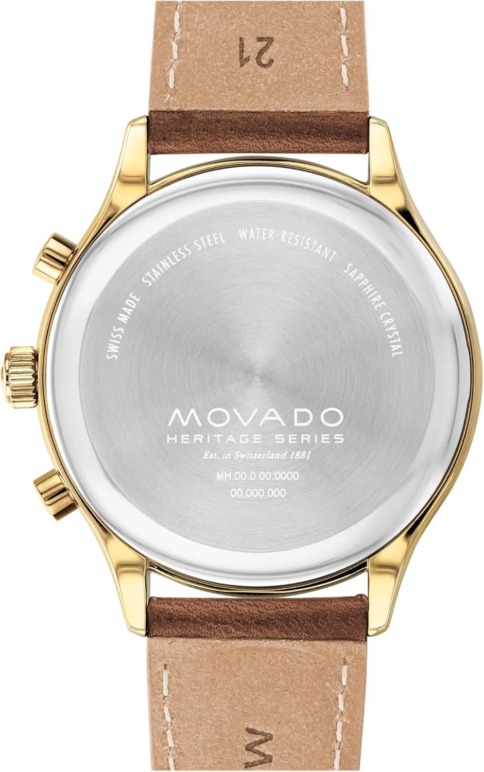 Luxury Chronograph inequality implausible Watch - Swiss Quartz Movement, Calfskin Strap, Water Resistance 30 Meters (3ATM) - Classic Timepiece - Gift for Him - 43mm Movado Heritage Calendoplan Men's 