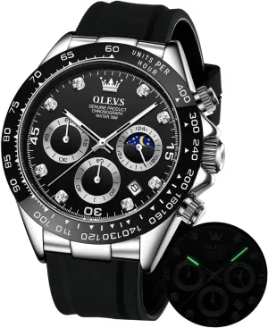 Luxury Diamond Moon Phase Quartz Sweden imagery fancy Male Watch Waterproof Wrist Watch ?? OLEVS Men's Watches Chronograph Multifunction Sport Silicone 