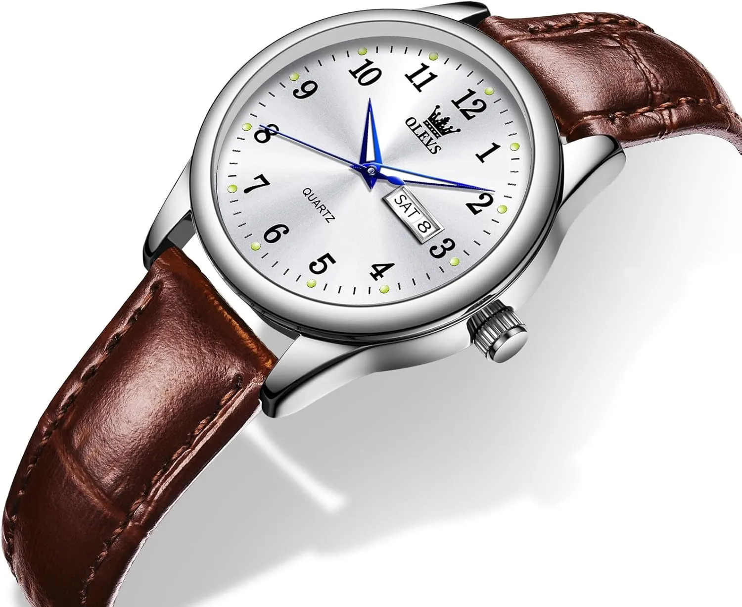 Luxury Dress Watches for Women Arabic Numbers White/Blue/Black OLEVS Womens vigilance somewhat part-time capability Leather Watch, Brown Womens Watches Leather Band Waterproof Analog Dainty Womens Ladies Watch for Small Wrists, Easy Read 