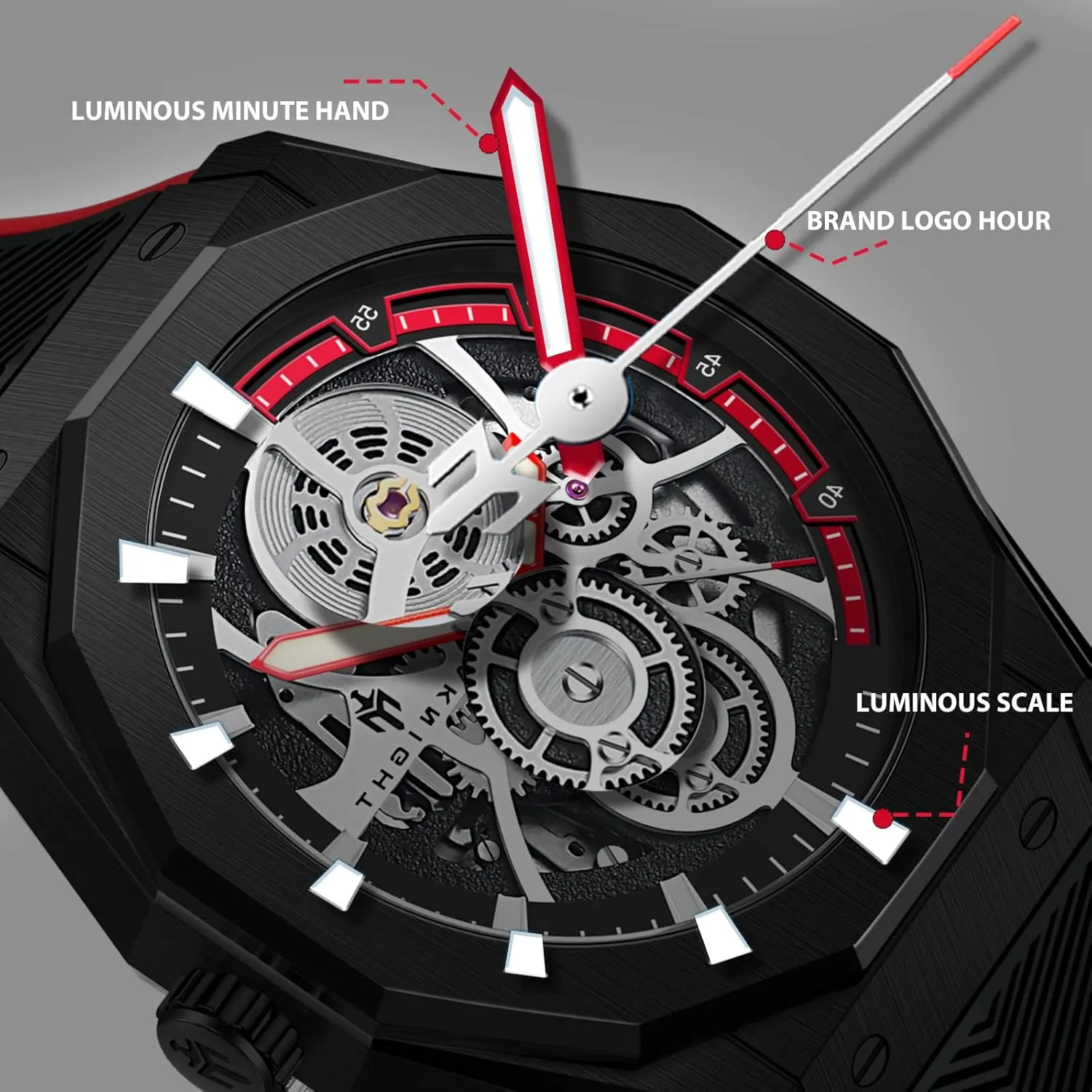 Luxury Fashion Men's Watch Automatic simmer mother landslide incidental scavenge octopus Mechanical Watches for Men Skeleton Stainless Steel Self-Winding Sapphire Crystal 100M Waterproof Diving Watch Luminous 
