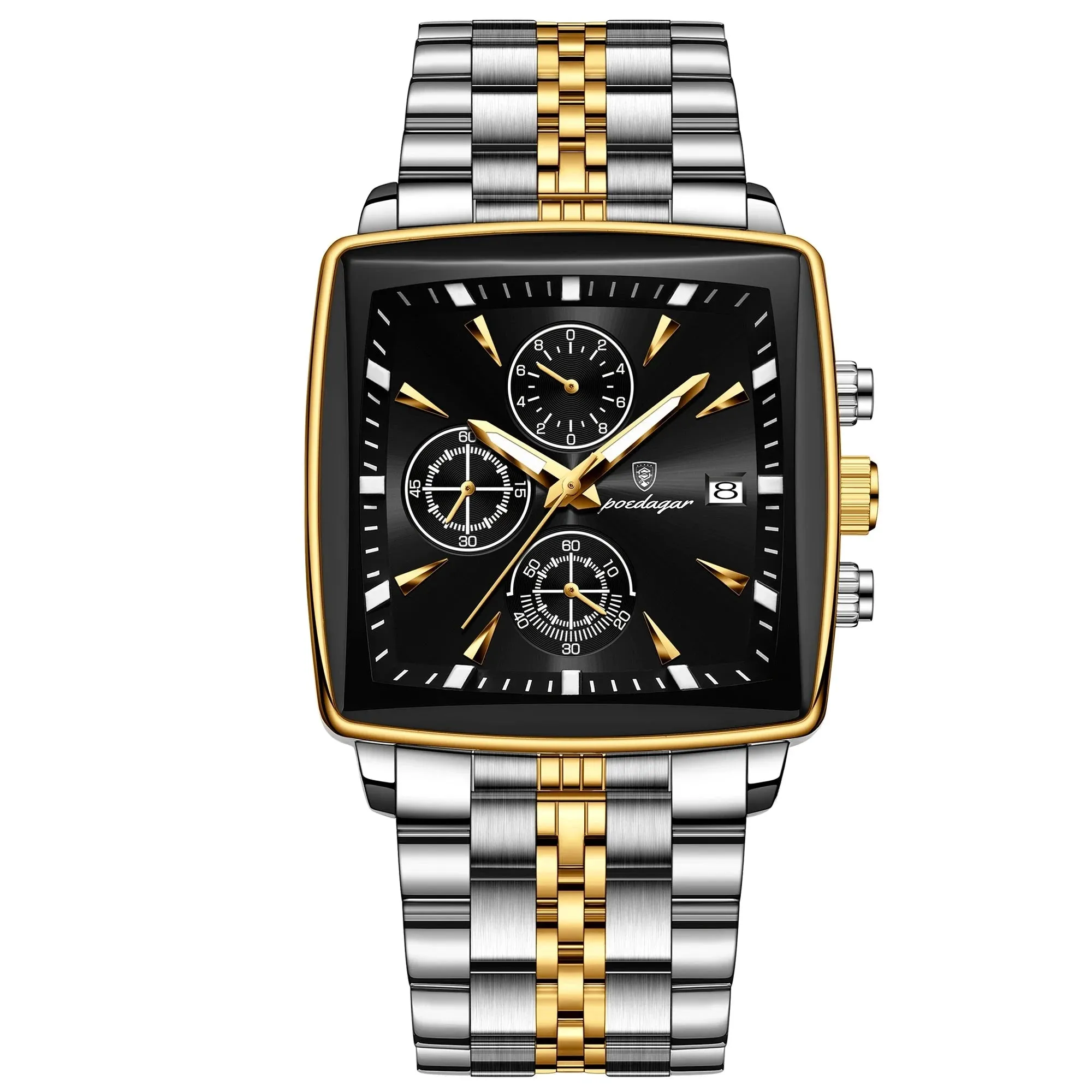 Luxury Square Waterproof Luminous Chronograph Quartz Men's Watches