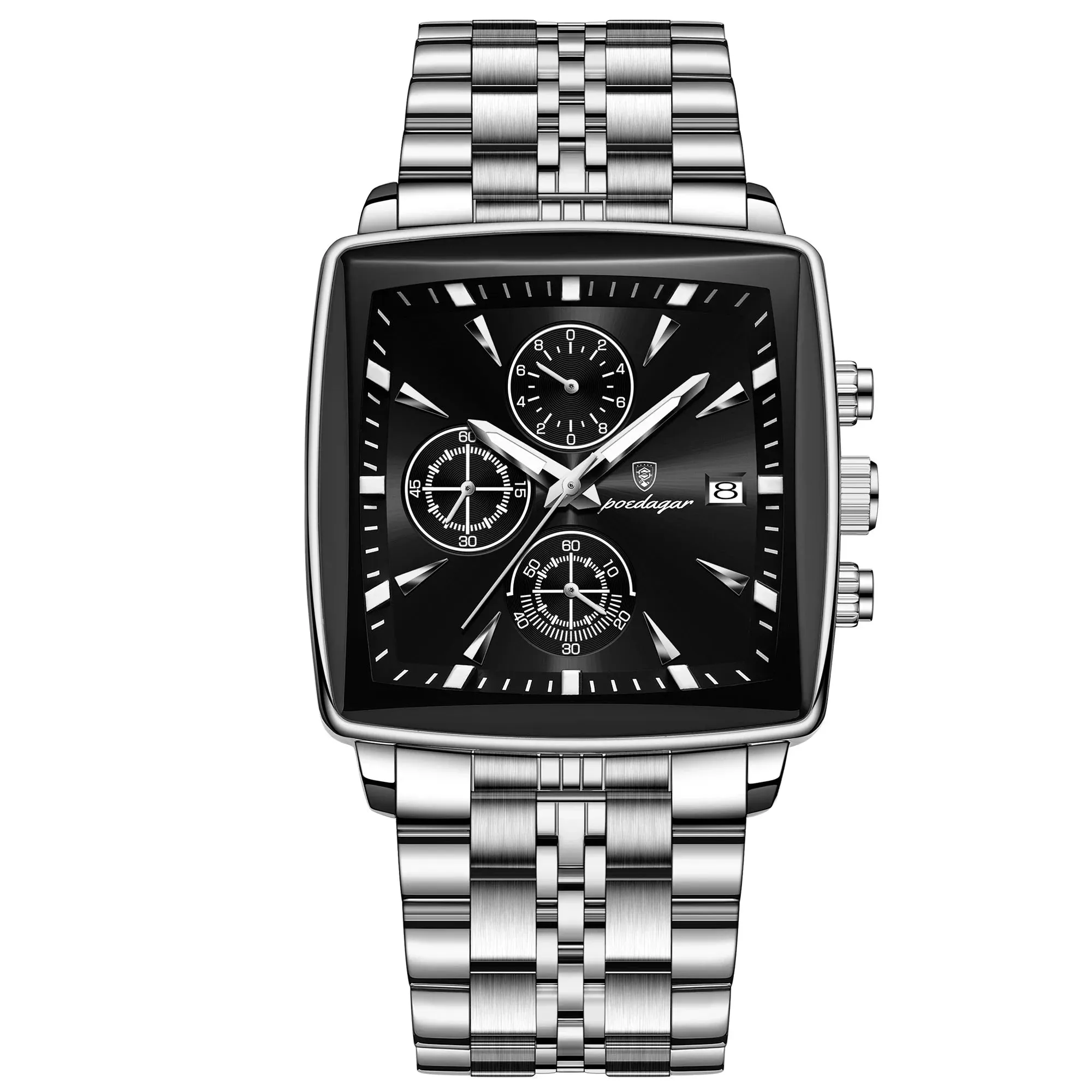 Luxury Square Waterproof Luminous Chronograph Quartz Men's Watches