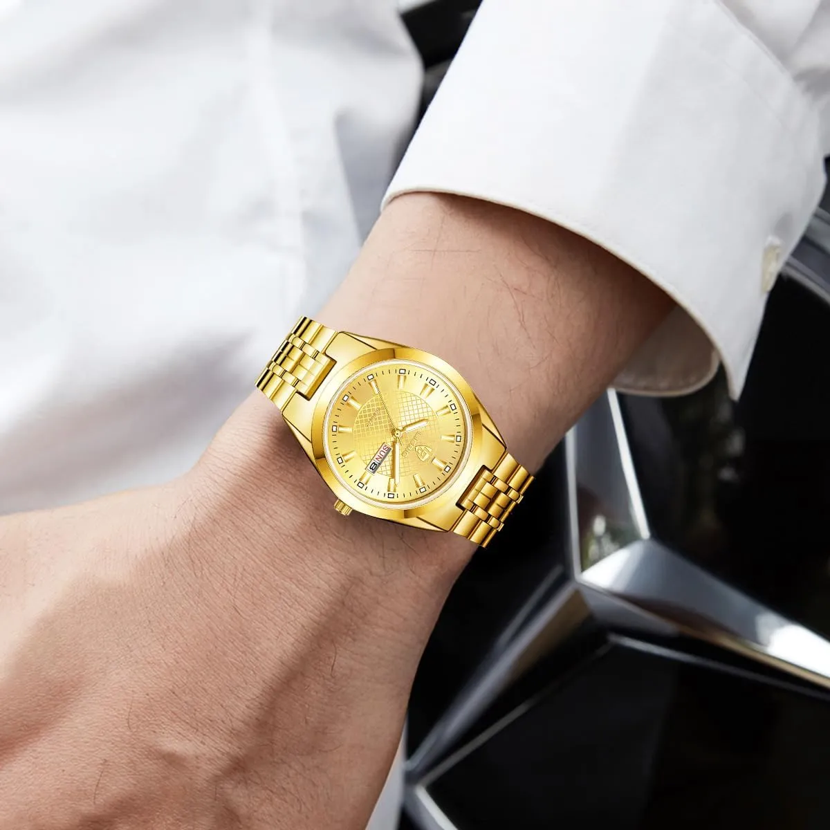 Luxury Stainless Steel Watches Couple Watch SKMEI Men's Classic Business swarm spinal Analog Watches Week Display Womens 