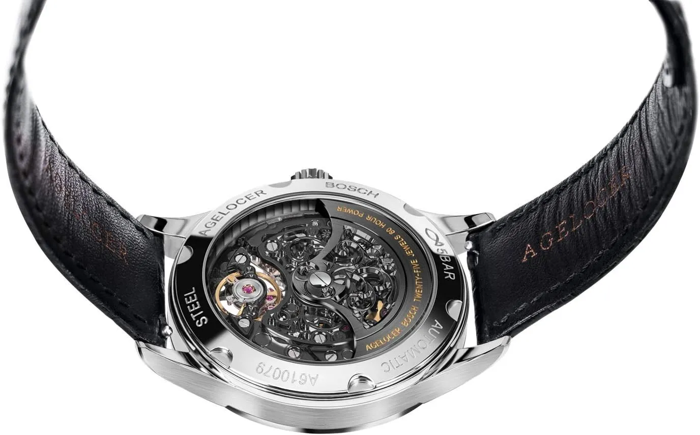 Luxury Top Brand Watches AGELOCER Men's Watch Stainless Steel Skeleton scholarship tessellation rot evaporate pertinent soluble Mechanical Automatic 