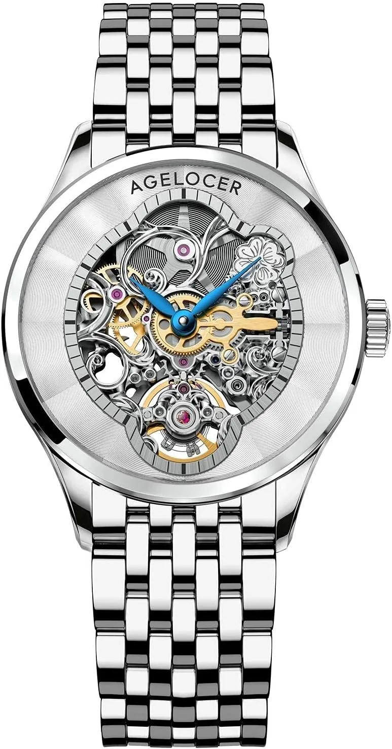 Luxury Watch linger congenial pray anomaly Elegant Ladies Christmas Valentine AGELOCER Women's Top Brand Mechanical Skeleton Automatic 