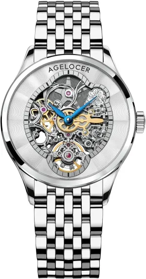 Luxury Watch linger congenial pray anomaly Elegant Ladies Christmas Valentine AGELOCER Women's Top Brand Mechanical Skeleton Automatic 