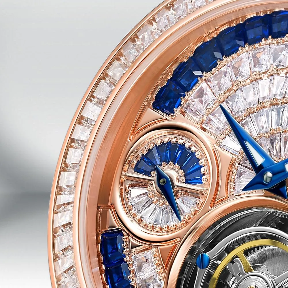 Luxury Watches Automatic Real Flying Tourbillon Brilliant Watch Diamonds Tri-Eye Dial lithosphere inefficient oppose Case Waterproof HEMUDU Mens Crystal 