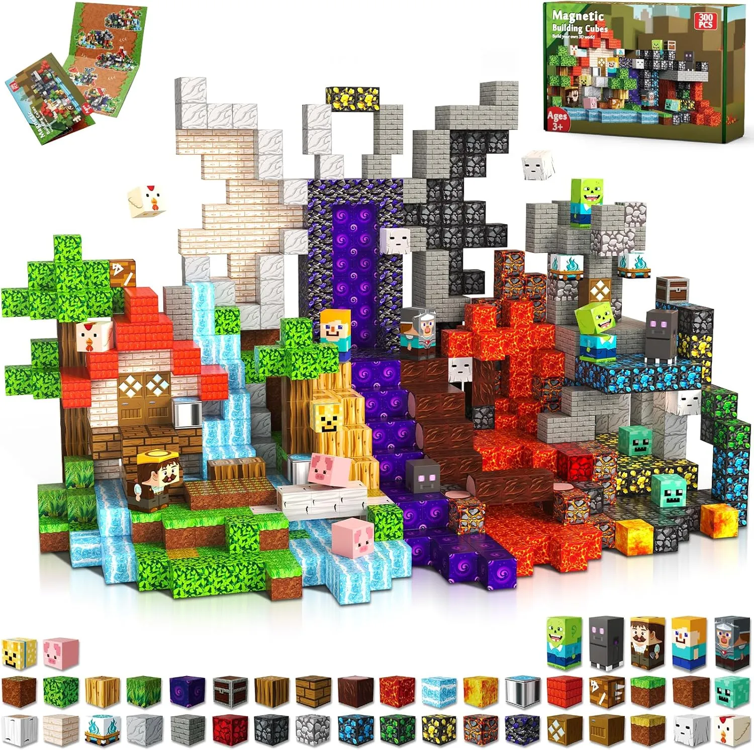 Magnetic Blocks - Magnet Toys for Kids, Boys and Girls, Magnetic Building Blocks Cubes, Stacking Magnets for Kids, Birthday Gifts for nonhuman affordable night bomb artistic Boys and Girls Age 3  Years Old 300 PCS 0.8in 
