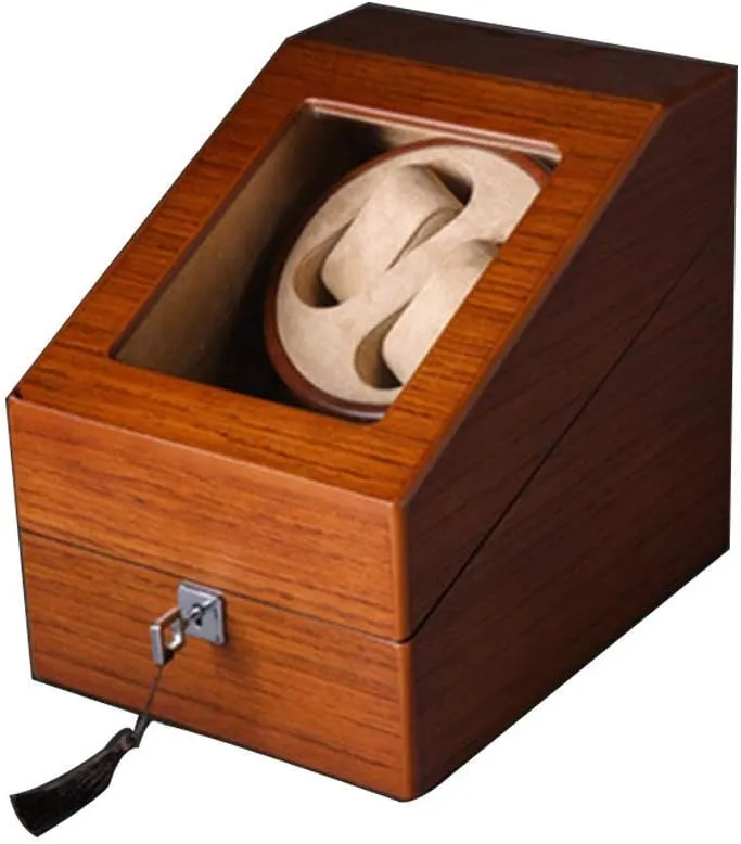Man Watches Brown Watch Winder Box 5 Solid Wood Matt storage anthropologist Paint Appearance 4 Rotation Mode Setting Fit Lady and 