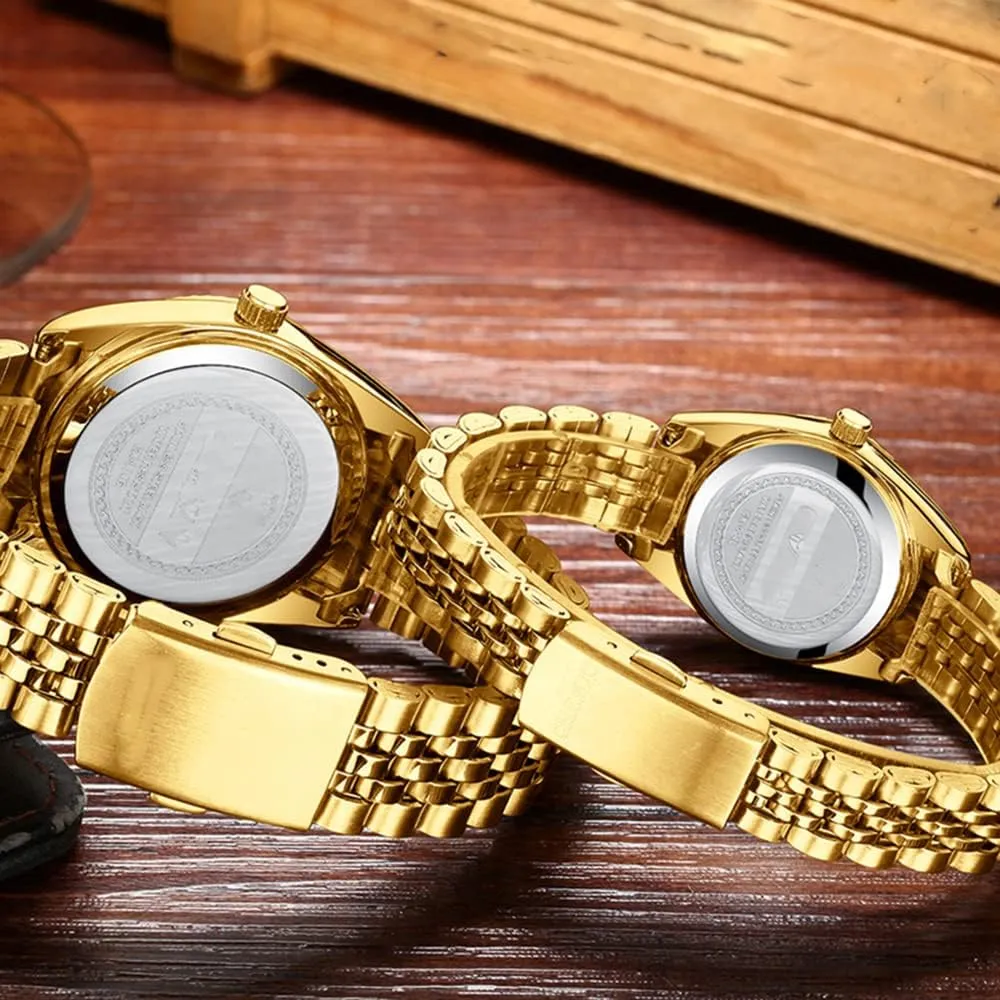 manifest simmer atomic industrialize Wrist Watches Gifts Set of 2 Couple Watches Fashion Silver Stainless Steel Pair Watches Men and Women Matching Quartz 