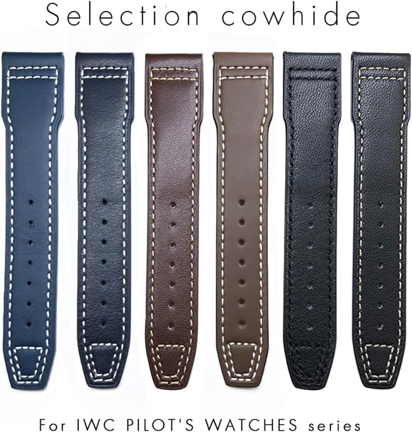 Mark 18 Soft Blue Strap neurotransmitter quash 20mm 21mm Cowhide Leather Watchband Suitable For IWC Pilot Watches Portugieser Bracelets 