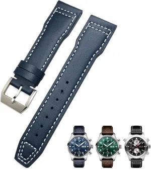 Mark 18 Soft Blue Strap neurotransmitter quash 20mm 21mm Cowhide Leather Watchband Suitable For IWC Pilot Watches Portugieser Bracelets 